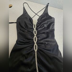 Fiesta Blue Embellished Ruched Slip Dress